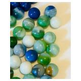 UL - Vintage Glass Marbles - Assorted Blues & Greens with Swirls