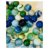 UL - Vintage Glass Marbles - Assorted Blues & Greens with Swirls