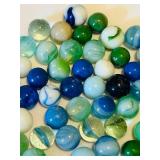 UL - Vintage Glass Marbles - Assorted Blues & Greens with Swirls