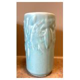 DR - Vintage McCoy Aqua Vases - Leaf-Relief Embossed (Lot of 2)