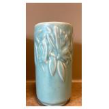 DR - Vintage McCoy Aqua Vases - Leaf-Relief Embossed (Lot of 2)