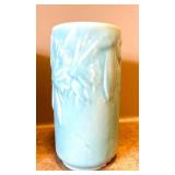 DR - Vintage McCoy Aqua Vases - Leaf-Relief Embossed (Lot of 2)