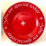 DR - Pottery Barn Snowflake Plate; The Original Red Plate (Germany); JOY Deer Tile; Star Dish; Vase; Cake Stand; 3 Spreader Knives (Lot of 8)
