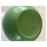 DR - Two Aqua Pottery Vases - Round Globe Vase & Tall Cylindrical Jar with Lid