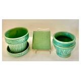 DR - Two Vintage McCoy Planters including a Sunburst Planter and Aqua Trivet