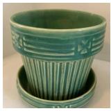 DR - Two Vintage McCoy Planters including a Sunburst Planter and Aqua Trivet