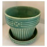 DR - Two Vintage McCoy Planters including a Sunburst Planter and Aqua Trivet