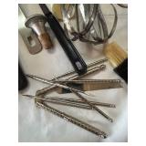 Two Large Stainless Steel Mixing Bowls with Utensils - Silver Kitchenware