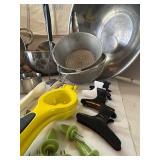 Two Large Stainless Steel Mixing Bowls with Utensils - Silver Kitchenware