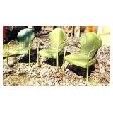 O - Vintage Green Metal Chairs (Lot of 3) Shell-Back