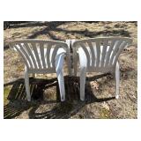 O - Two White Resin Chairs (Lot of 2)