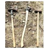 O - Vintage Axes & Sledge Hammers (Lot of 3)
