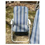 O - Three-Piece Blue & White Patio Set - 2 Chairs & Chaise, 34 in