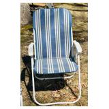 O - Three-Piece Blue & White Patio Set - 2 Chairs & Chaise, 34 in