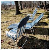 O - Three-Piece Blue & White Patio Set - 2 Chairs & Chaise, 34 in
