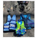 G - Fishing Poles with Reels, Lures, Tackle Boxes, Life Vests & Rope