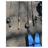 G - Fishing Poles with Reels, Lures, Tackle Boxes, Life Vests & Rope