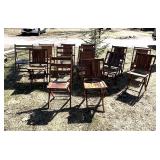 O - Wood Folding Chairs 31in High - Rustic Outdoor Seating, Assorted Sets, Weathered Finish