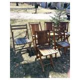 O - Wood Folding Chairs 31in High - Rustic Outdoor Seating, Assorted Sets, Weathered Finish