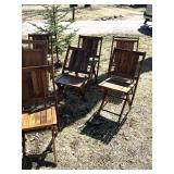 O - Wood Folding Chairs 31in High - Rustic Outdoor Seating, Assorted Sets, Weathered Finish