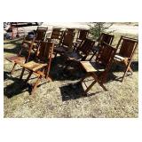 O - Wood Folding Chairs 31in High - Rustic Outdoor Seating, Assorted Sets, Weathered Finish