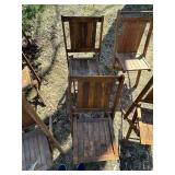 O - Wood Folding Chairs 31in High - Rustic Outdoor Seating, Assorted Sets, Weathered Finish