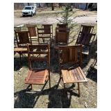O - Wood Folding Chairs 31in High - Rustic Outdoor Seating, Assorted Sets, Weathered Finish