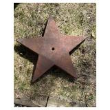 O - Vintage 5-Point Star Windmill Weight - Rusted Iron Yard Decor