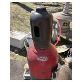 G - Vintage Oxygen Cylinder Tank - Large Green/Red Steel O2 Tank