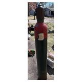 G - Vintage Oxygen Cylinder Tank - Large Green/Red Steel O2 Tank
