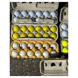 G - Golf Balls & Tees - Assorted White, Light Blue, Neon Yellow Balls