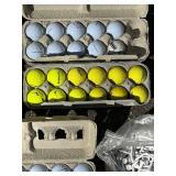 G - Golf Balls & Tees - Assorted White, Light Blue, Neon Yellow Balls