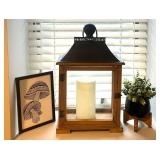 LL - Three-Piece Decor Lantern - Wood Frame, Glass Panels, 21 in Tall