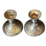 DR - Pair of Sterling Silver Weighted Candle Holders