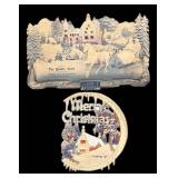 LL - The Quality Store Calendar & Merry Christmas Plaque - Antique Advertising Decor