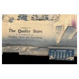 LL - The Quality Store Calendar & Merry Christmas Plaque - Antique Advertising Decor