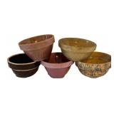 DR - Five Vintage Ceramic Bowls - Glazed Assorted Colors