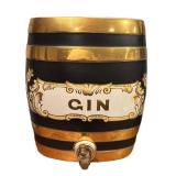 LL - Antique English Gin Barrel Decanter Dispenser With Spigot
