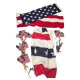 LL - Patriotic US Flags Bundle - Large Flag, Banner, Hand Flags & Accessories