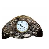 UL - Vintage French Marble Mantel Set with 8-Day Clock with Two Candle Holders