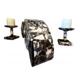 UL - Vintage French Marble Mantel Set with 8-Day Clock with Two Candle Holders