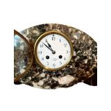 UL - Vintage French Marble Mantel Set with 8-Day Clock with Two Candle Holders