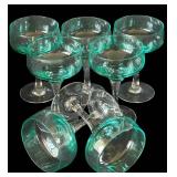 DR - Vintage Sasaki Aqua 5-Inch Hand-Blown Glass Goblets (Set of 6)