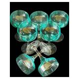 DR - Vintage Sasaki Aqua 5-Inch Hand-Blown Glass Goblets (Set of 6)