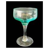 DR - Vintage Sasaki Aqua 5-Inch Hand-Blown Glass Goblets (Set of 6)