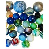 UL - Vintage Glass Marbles - Assorted Colors & Swirls, Mixed Sizes for Collectors