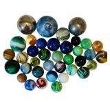 UL - Vintage Glass Marbles - Assorted Colors & Swirls, Mixed Sizes for Collectors