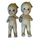 UL - Made in Japan 5-Inch Bisque Dolls - Pair of Vintage Ceramic Baby Figures
