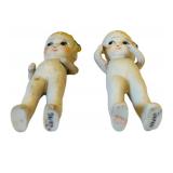 UL - Made in Japan 5-Inch Bisque Dolls - Pair of Vintage Ceramic Baby Figures