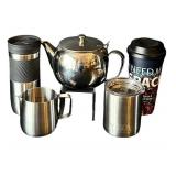 UL - Teapot with 4 Stainless Steel Travel Mugs - YETI & Space Center Design Cups